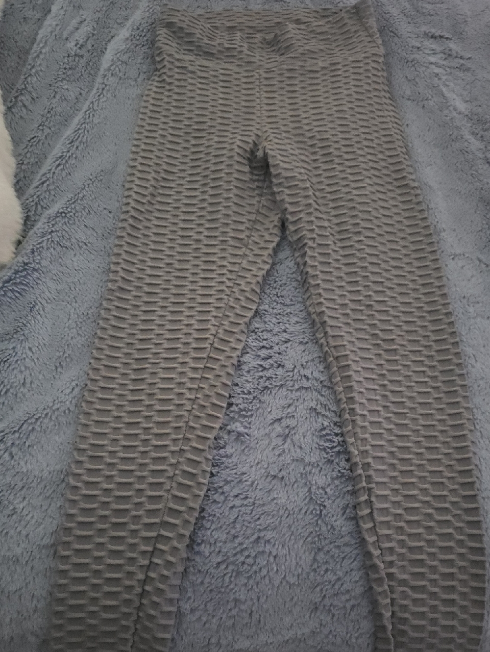 Textured High-Waist Leggings in Taupe Gray